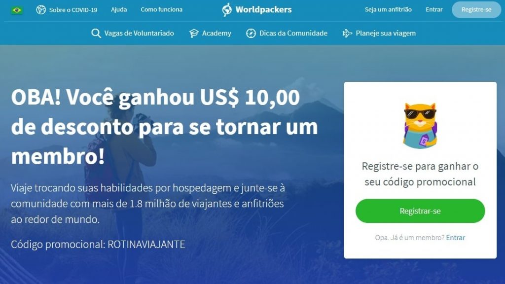 Cupom de desconto Worldpackers